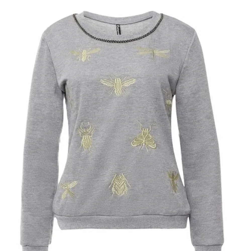 Corazon Women's Top Sweatshirt Shirt Light Grey Size L NWT